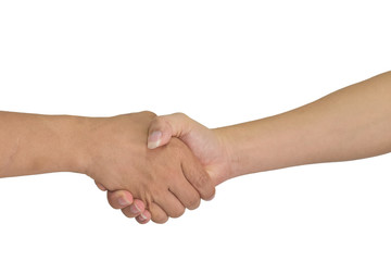 Business handshake concepts. Two men shaking hands isolated on white background. with clipping path