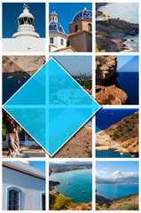 Collage photos of Altea, Spain, in 2:3 format. Town on the Mediterranean coast of the white coast, a tourist destination in Spain.