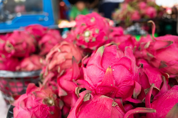 stacks of pitaya fruits
