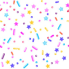 Sprinkle Cupcake Donut Topping. Seamless Pattern 