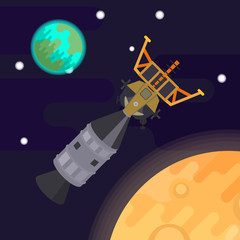 the first man on the moon, apollo 11. Vector flat illustration.