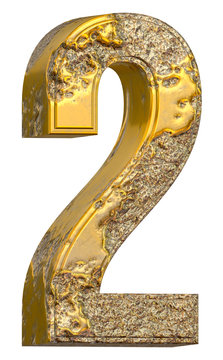 3D Golden Stone Textured Number-2.