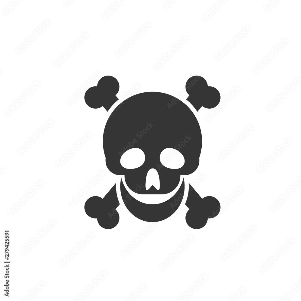Poster Skull icon template color editable. Skull symbol vector sign isolated on white background. Simple logo vector illustration for graphic and web design.