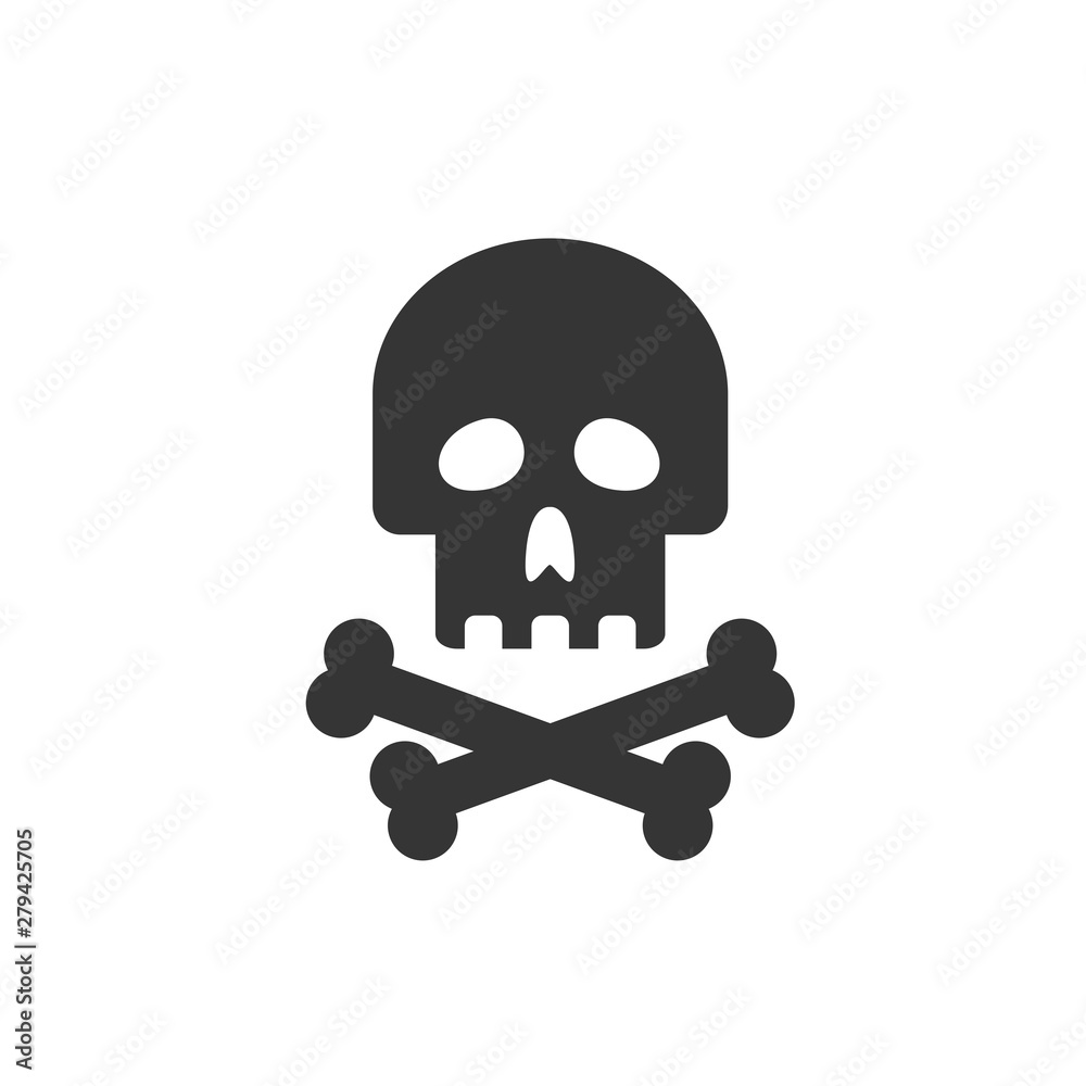 Poster Skull icon template color editable. Skull symbol vector sign isolated on white background. Simple logo vector illustration for graphic and web design.
