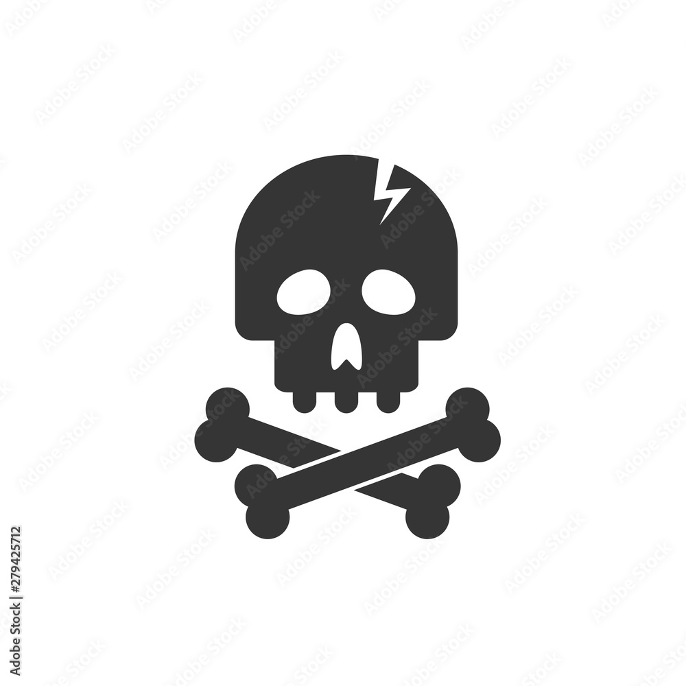 Poster Skull icon template color editable. Skull symbol vector sign isolated on white background. Simple logo vector illustration for graphic and web design.