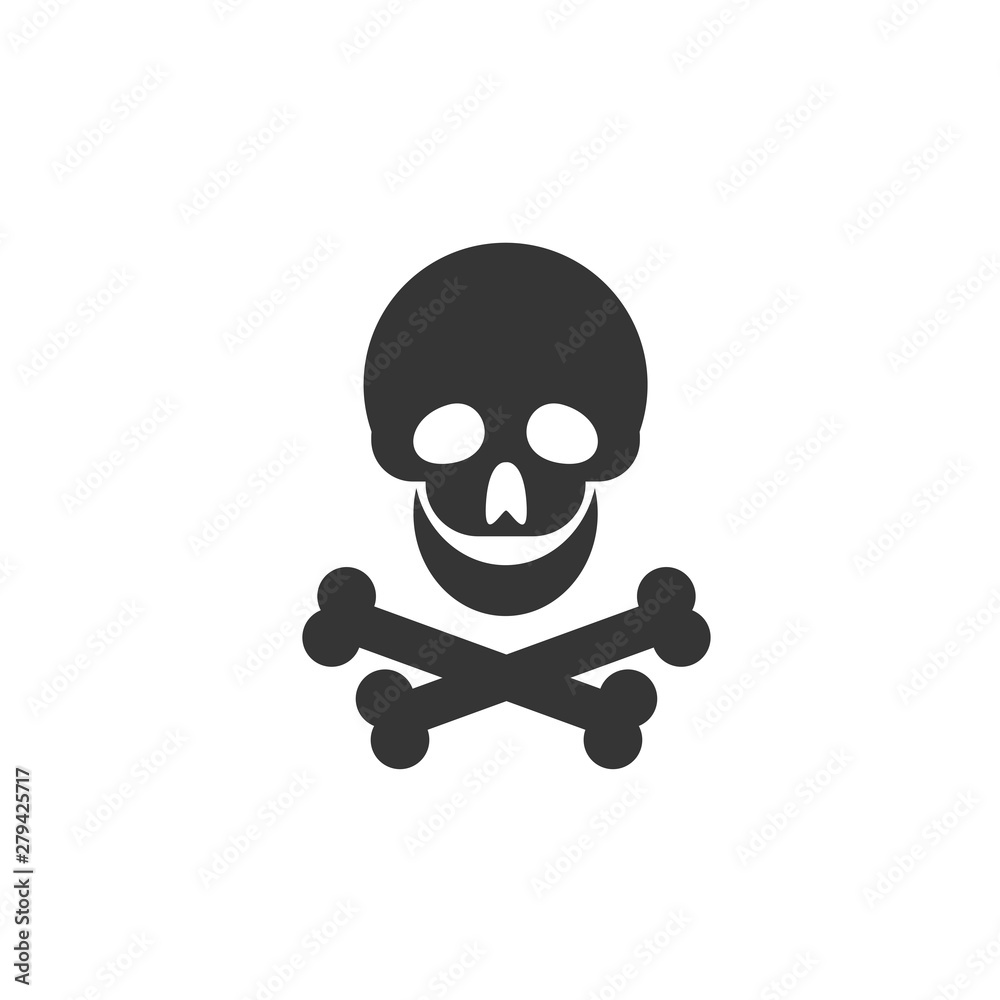 Poster Skull icon template color editable. Skull symbol vector sign isolated on white background. Simple logo vector illustration for graphic and web design.