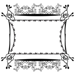 Cute floral frame, isolated on a white backdrop, for design of cards. Vector