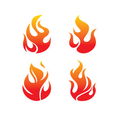 Red Fire flames, set Logo design inspiration vector icons