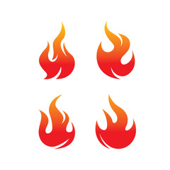 Red Fire flames, set Logo design inspiration vector icons