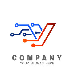 Letter v icon, technology smart logo, computer and data related business, electronic logo vector line symbol