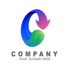 Letter c logo with colorful design illustration, 3d icon, wave logo ,