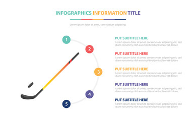 hockey ice infographic template concept with five points list and various color with clean modern white background - vector