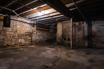 Fototapeta na wymiar Grungy warehouse basement