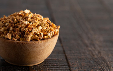Dehydrated Lemon Peel on a Wooden Table