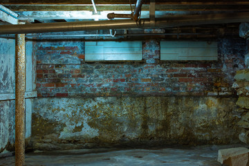 Interior of warehouse basement
