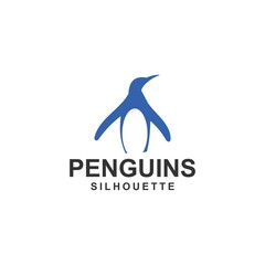penguin logo template, design vector, animal, silhouette