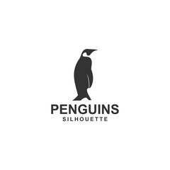 penguin logo template, design vector, animal, silhouette