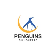 penguin logo template, design vector, animal, silhouette