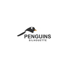 penguin logo template, design vector, animal, silhouette