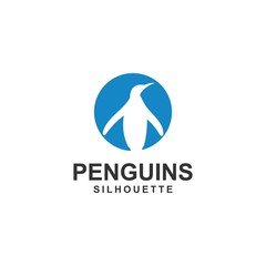 penguin logo template, design vector, animal, silhouette