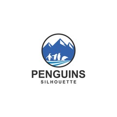 penguin logo template, design vector, animal, silhouette