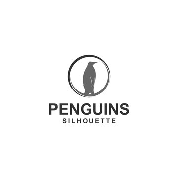 penguin logo template, design vector, animal, silhouette