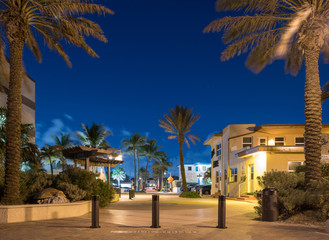Fototapeta na wymiar Hotels on Hollywood Beach FL at night