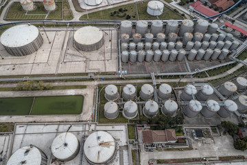 Aerial view of the pipelines and storage tanks