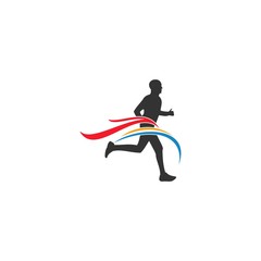 Fototapeta na wymiar run marathon logo template design vector illustration silhouette