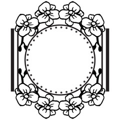 Blossom flowers and various leaf, with color black, isolated on a white backdrop, for various design of cards. Vector