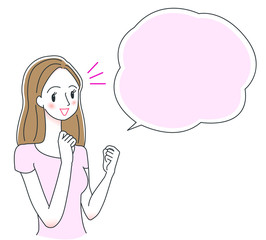 ガッツポーズをする女性のイラスト