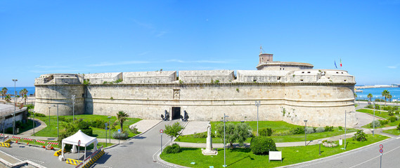 Historic Fort Michelangelo at Civitavecchia, Cruise and Industrial Port of Rome. Italy