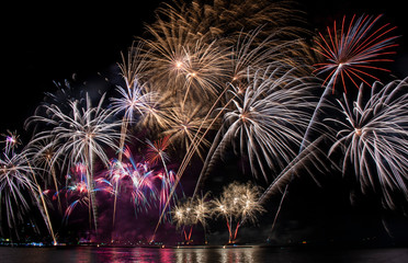 Colorful of fireworks in Happy New Year 2020 holiday festival