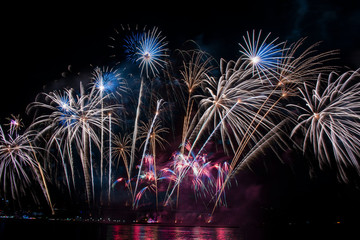 Colorful of fireworks in Happy New Year 2020 holiday festival