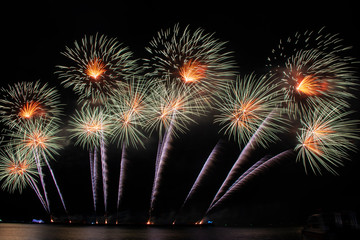 Colorful of fireworks in Happy New Year 2020 holiday festival