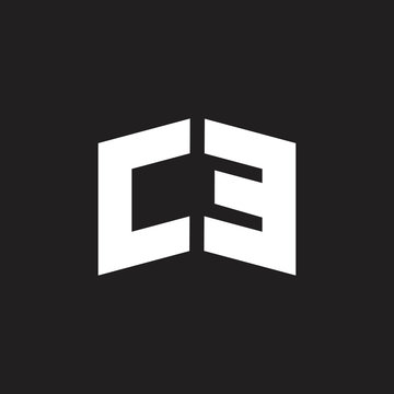 abstract letters ec simple geometric logo vector