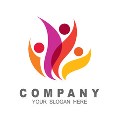 Charity logo, people care logo design template, fire and human logo, family icon
