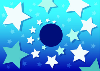 Blue Night Sky with pattern White Stars and Dots. Vector illustration  © nantana