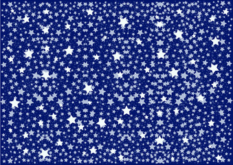 Blue Night Sky with pattern White Stars and Dots. Vector illustration 