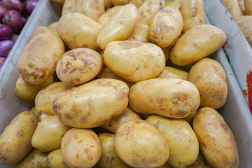 fresh potatoes at a grocery store