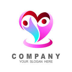 Family logo, people logo with couple icon, love logo template, family icon