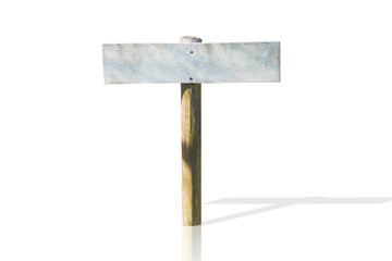Empty Wooden sign banner isolated on white with clipping path
