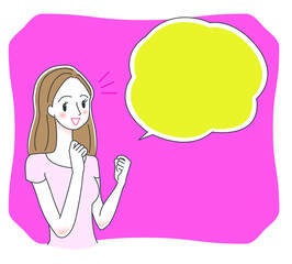 ガッツポーズをする若い女性のイラスト