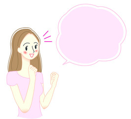 ガッツポーズをする若い女性のイラスト