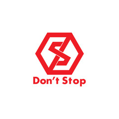 letter s dont stop hexagonal symbol vector