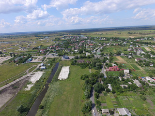 Aerial view of the Saburb landscape (drone image).Kiev Region