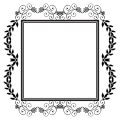 Vintage floral frame, with color black and isolated on a white backdrop, decoration greeting cards. Vector