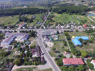 Aerial view of the Saburb landscape (drone image).Kiev Region