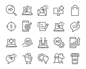 Fototapeta premium set of marketing icons, such as customer, analytics, advertise