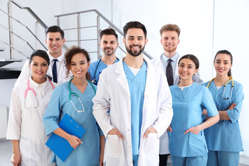 Team of medical workers in hospital. Unity concept